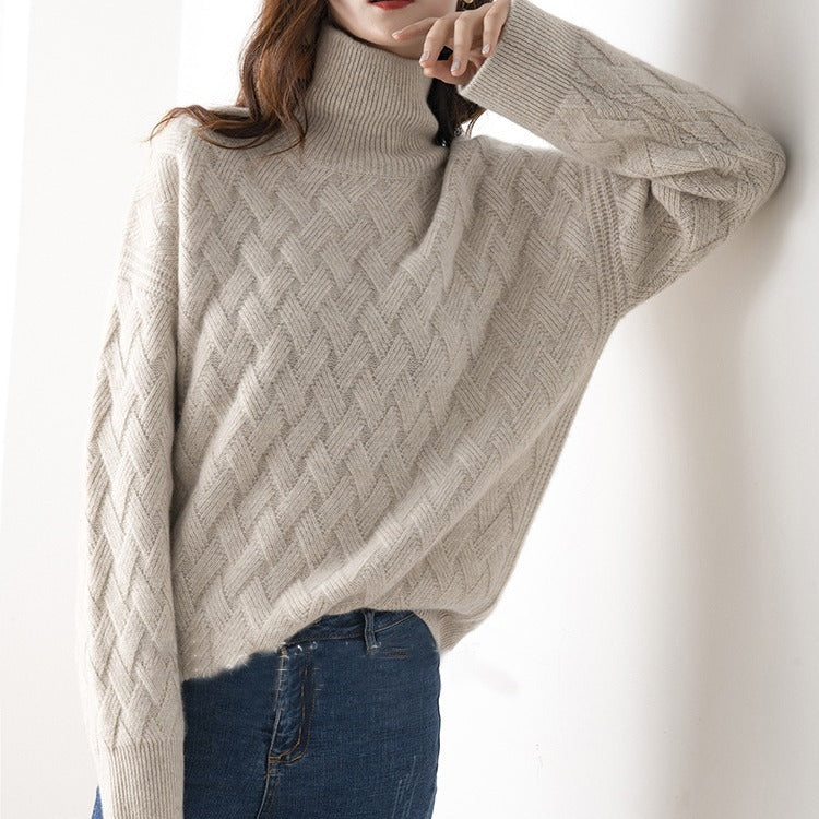 Eleganter Damen Strickpullover mit Rollkragen für Frühling & Übergang. Vielseitiges Langarm Oberteil, casual chic.
