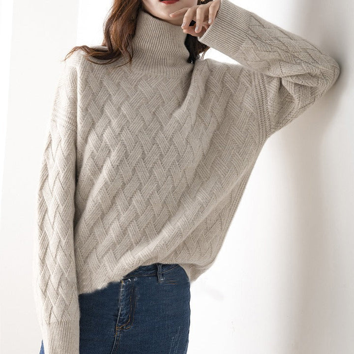 Eleganter Damen Strickpullover mit Rollkragen für Frühling & Übergang. Vielseitiges Langarm Oberteil, casual chic.