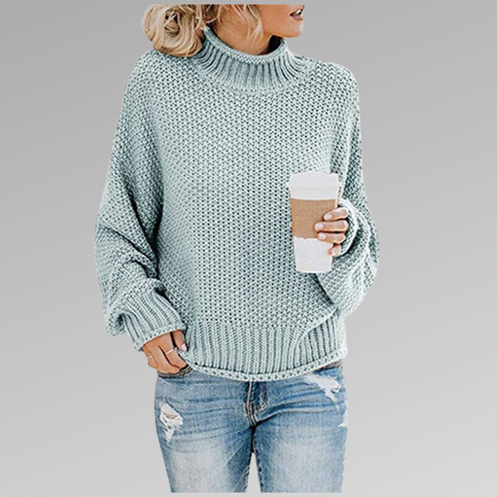 Moderner Damen Strickpullover mit Rundhals, stylisches Oberteil für den Winter.