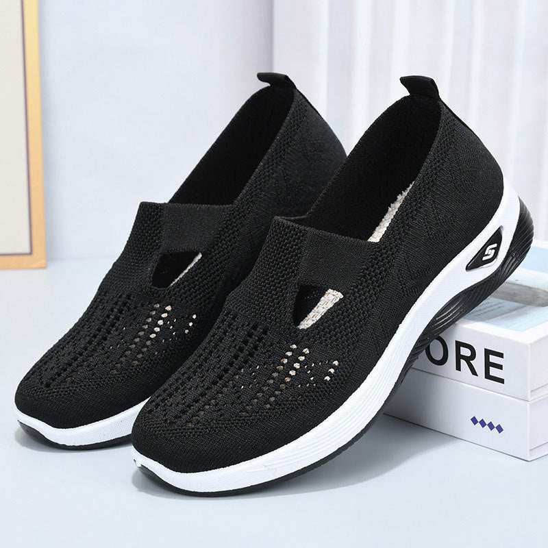 Bequeme Damen Slip-On Walking Schuhe, atmungsaktiv, ideal für Sport und Freizeit.
