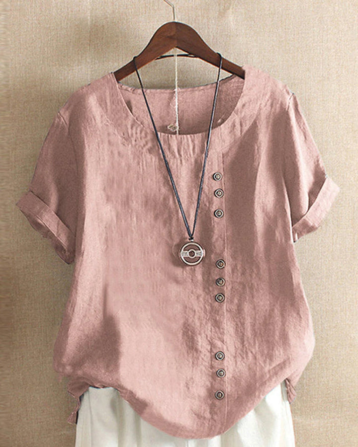 Damen Sommerbluse mit Knopfdetails, elegant & luftig, ideal für Freizeit & jeden Tag.