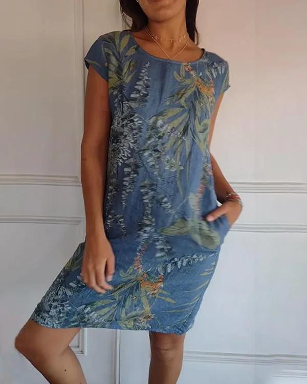 Lässiges Damen Sommerkleid mit V-Ausschnitt. Komfortables Freizeitkleid mit Taschen, perfekt für Frühling.
