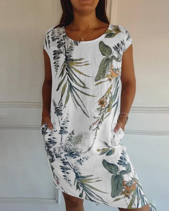 Elegantes & bequemes Damen Shift-Kleid mit V-Ausschnitt. Vielseitiges Sommerkleid für Freizeit.