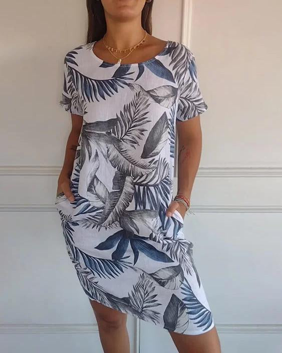 Lässiges Damen Sommerkleid mit V-Ausschnitt, perfekt für warme Tage. Mit Taschen, sehr vielseitig.