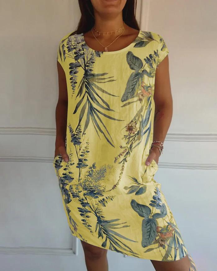 Damen Sommerkleid: Bequemes Shift-Kleid mit V-Ausschnitt & cleveren Taschen. Ideal für den Alltag.