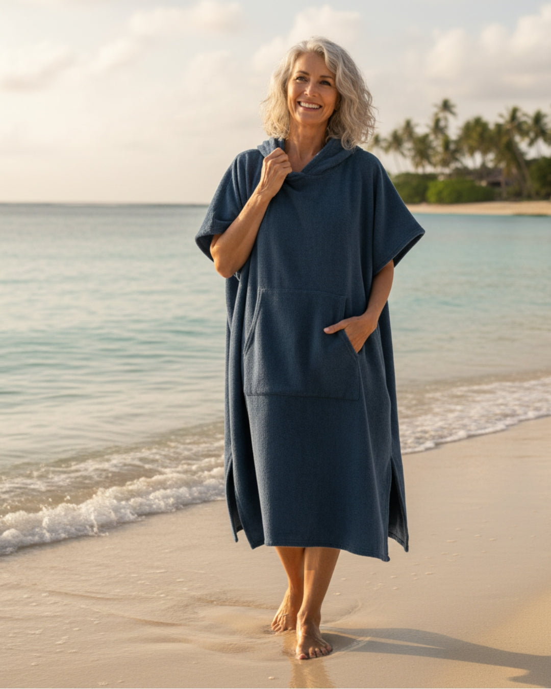 Damen Strand-Poncho-Kleid in Einheitsgröße, perfekt für einen stilvollen Sommerurlaub und luftige Strandtage.