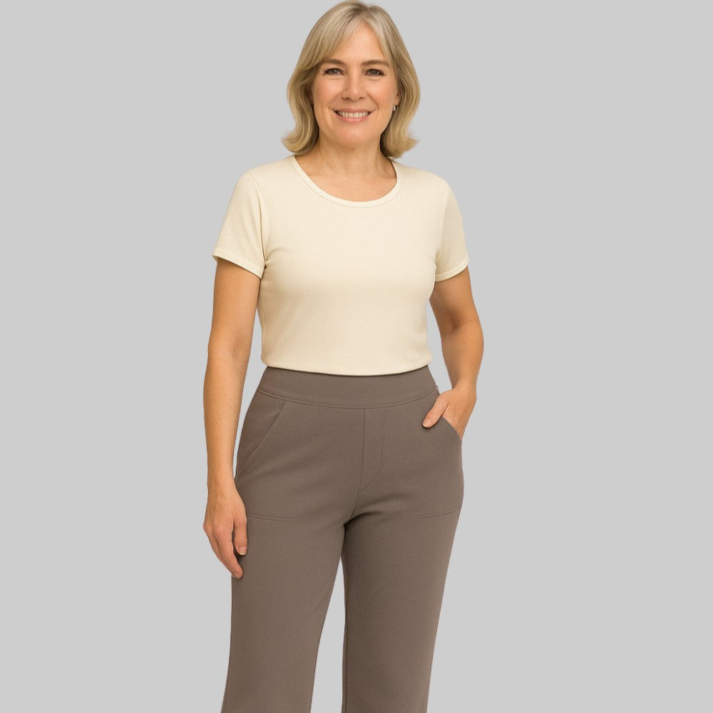 Bequeme Damenhose Stretch, hohe Taille, Seitentaschen, perfekt für Freizeit & Alltag.