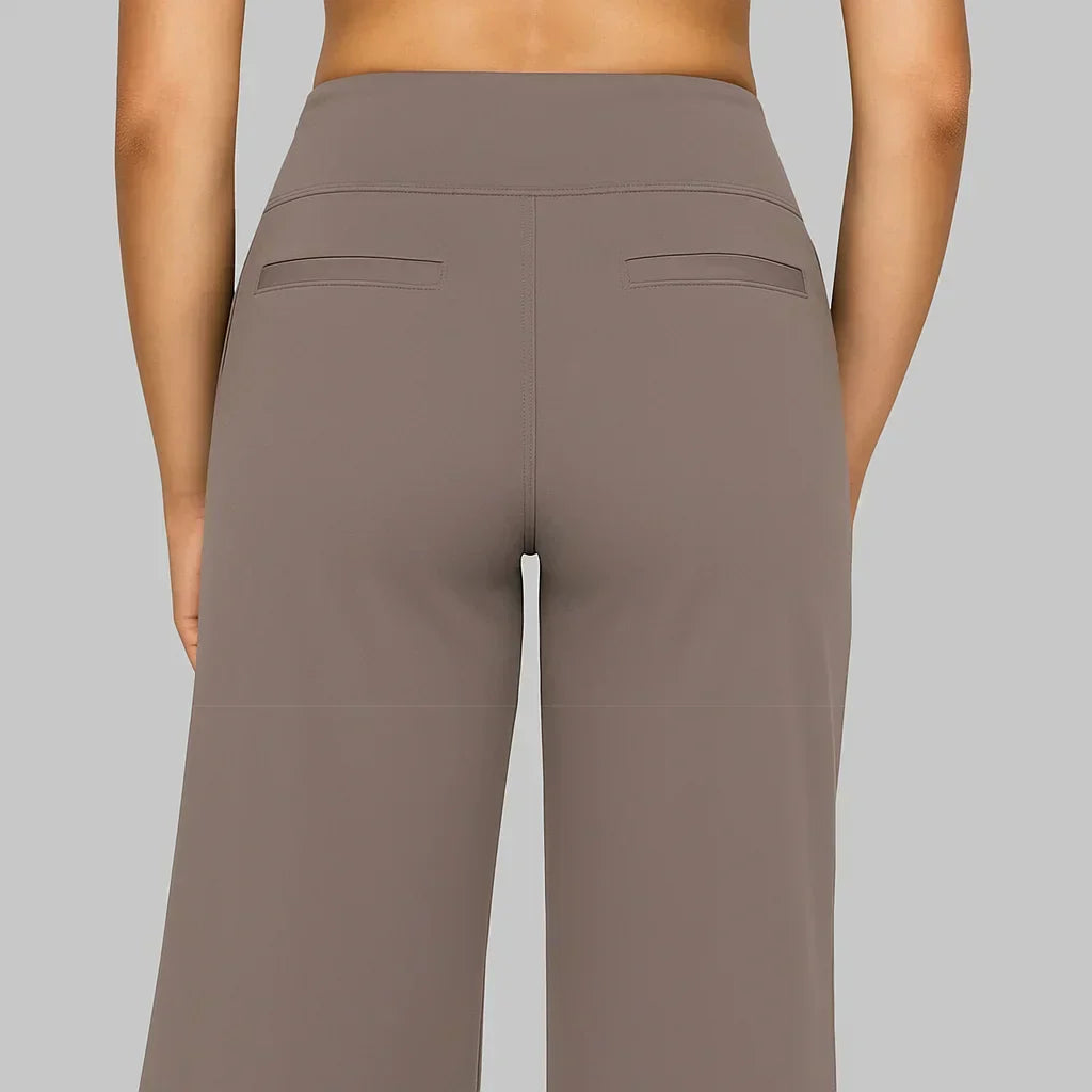 Modische Damen-Stretchhose mit hoher Taille & Seitentaschen – elegant und super bequem.