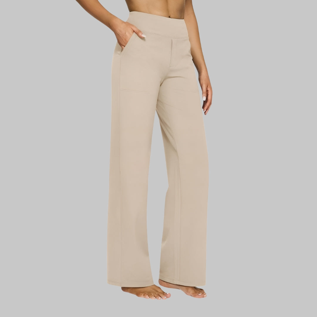 Praktische Damenhose Stretch mit hoher Taille & Seitentaschen, perfekt als Alltagshose.