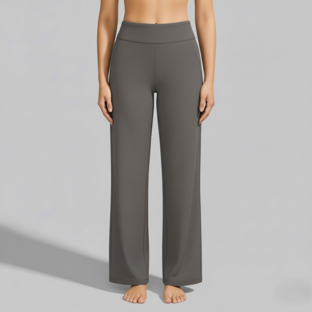 Damen Stretchhose mit weitem Bein für bequemen Lounge-Stil, ideal als Freizeithose.
