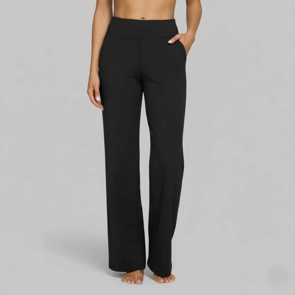 Elegante Stretchhose für Damen, weites Bein. Moderner Stil für Damenfashion.