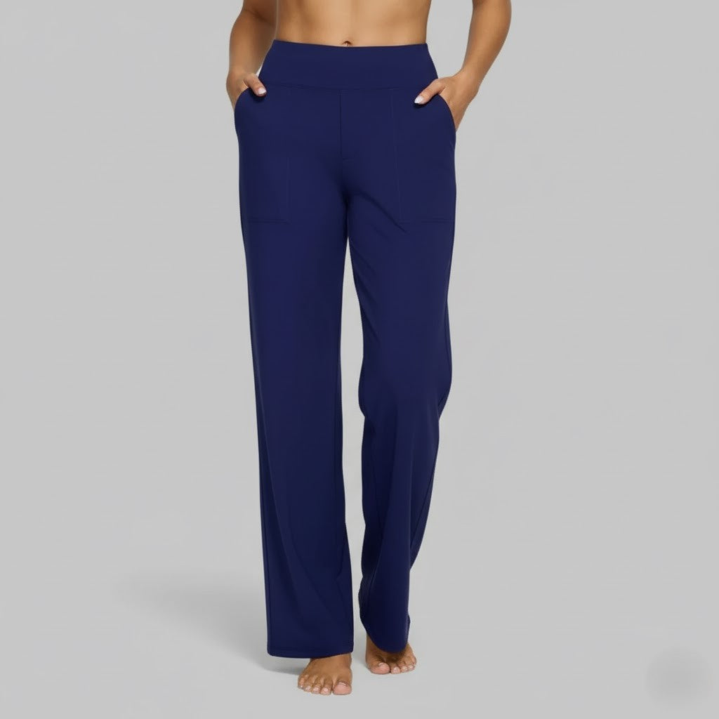 Moderne Damen Stretchhose mit weitem Bein. Elegant und bequem für Damenfashion.