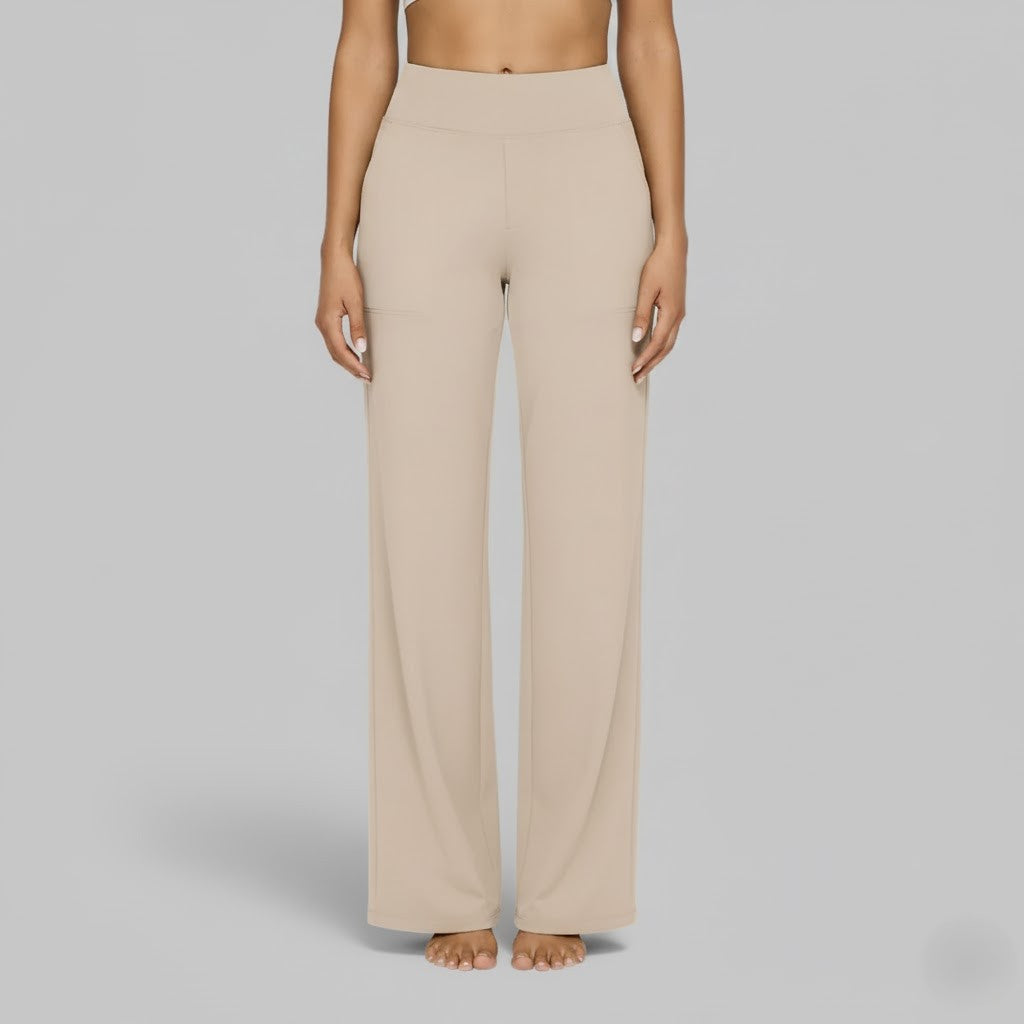 Bequeme Stretch-Damenhose im Lounge-Stil. Weitbeinhose für Damenfashion und Komfort.