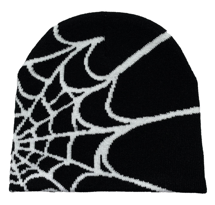 Strickmütze mit gelbem Spinnennetz-Print, modisches Accessoire für Damen