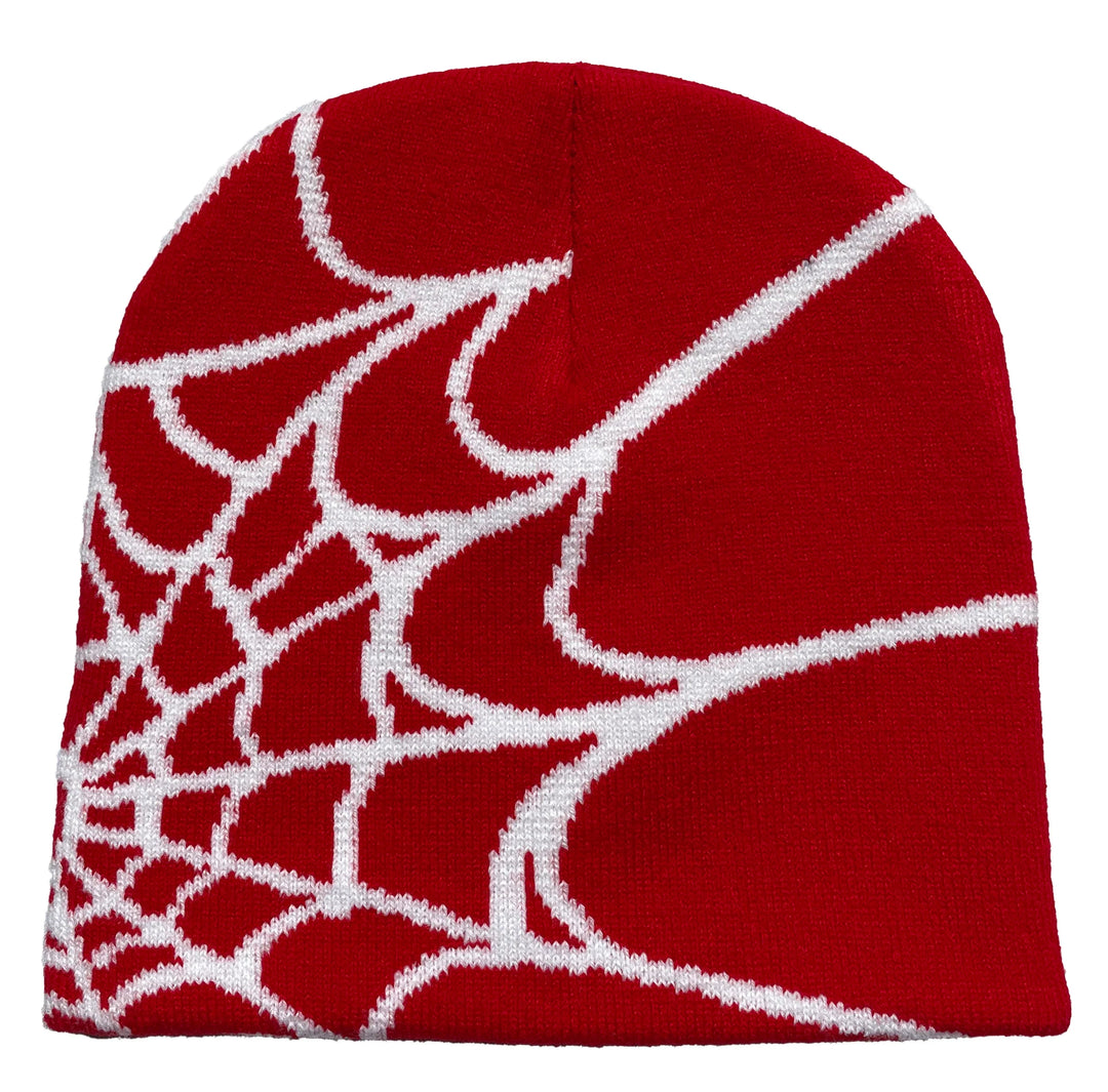 Stylische Pullovermütze für Damen mit Spinnennetz-Aufdruck, ideal für Outdoor