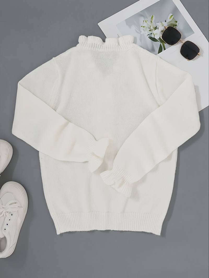 Eleganter Damen-Pullover für den Herbst, mit tiefem V-Ausschnitt und raffiniertem Knotendetail vorne.