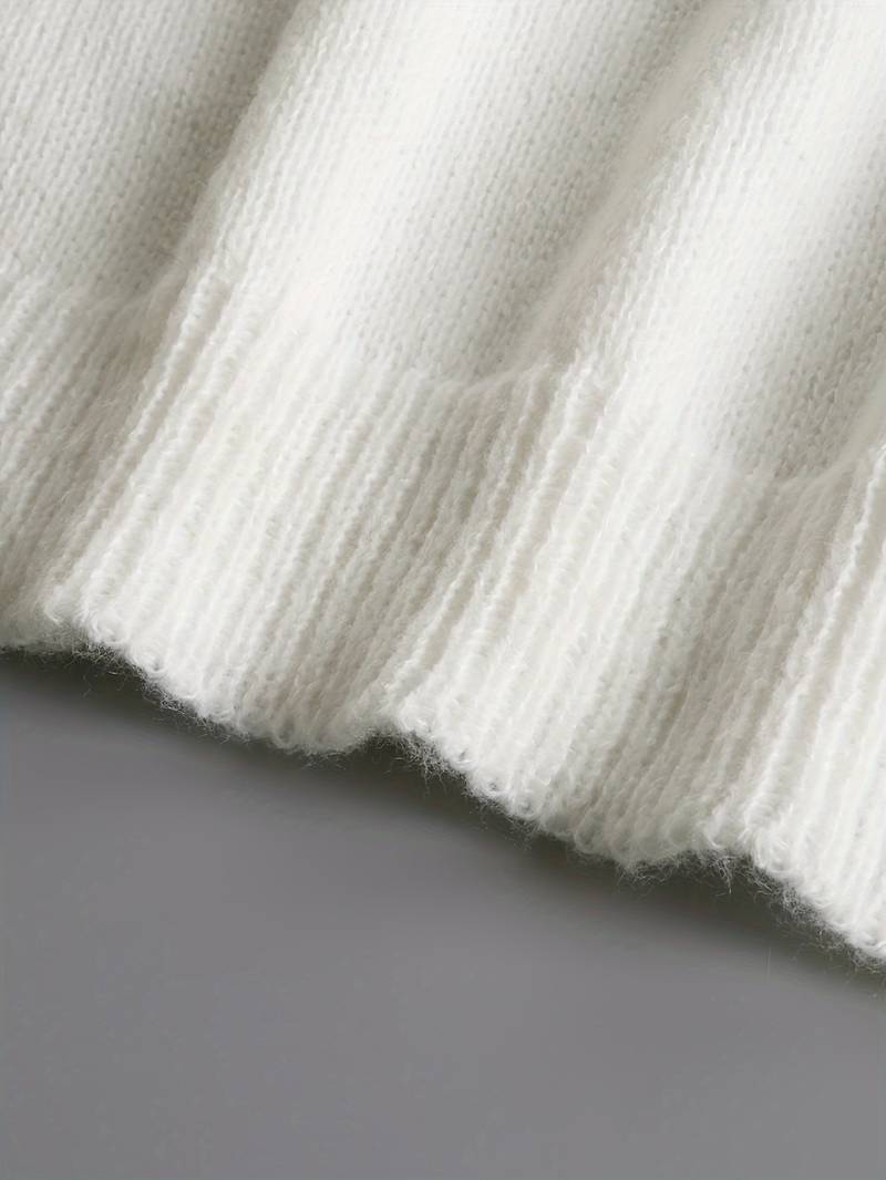 Bequemer Damen Strickpullover mit V-Ausschnitt und einzigartigem Knotendetail für den Herbst-Casual-Chic.