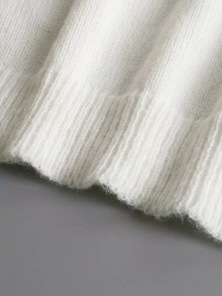 Bequemer Damen Strickpullover mit V-Ausschnitt und einzigartigem Knotendetail für den Herbst-Casual-Chic.