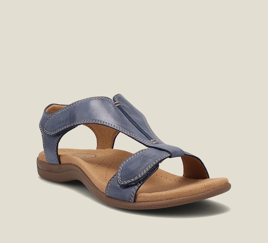 Ansicht der verstellbaren T-Riemen Sandalen für Damen. Chices Design, bequemer Halt & flexible Passform für den Sommer.