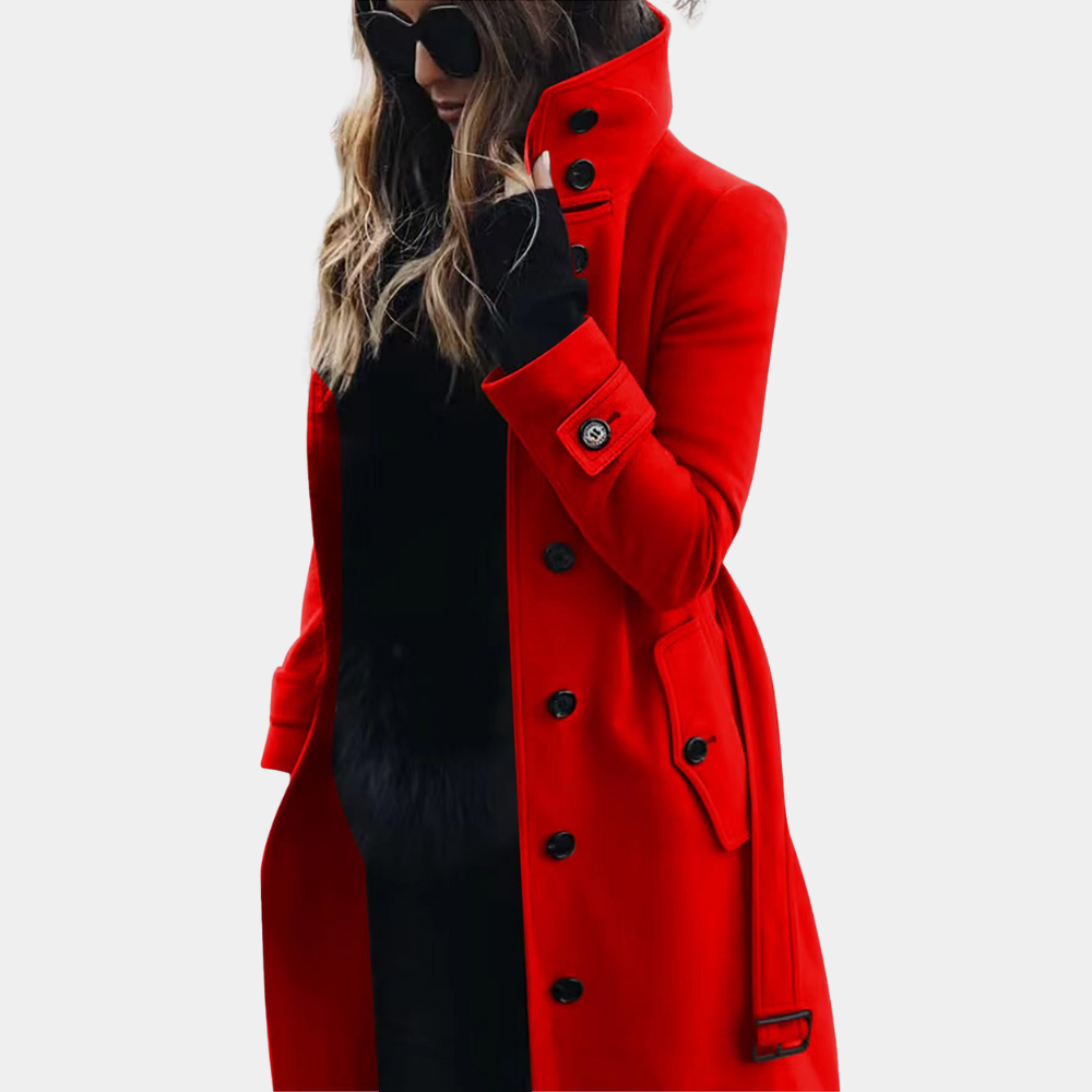 Damen taillierter Trenchcoat, klassisch elegant für Frühling & Herbst. Moderner Übergangsmantel.