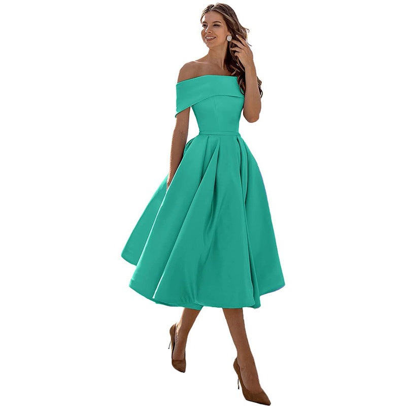Damen trägerloses Cocktailkleid mit A-Linien-Schnitt, stilvoll und für jede Feier geeignet.