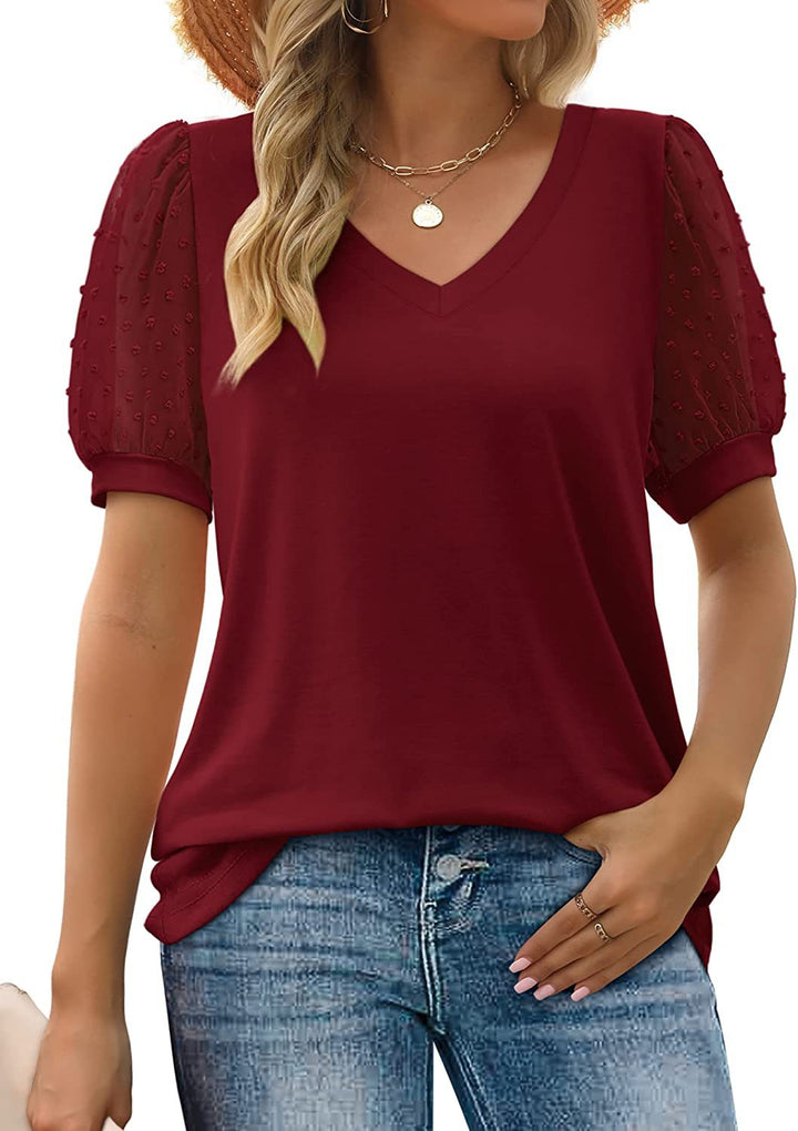 Casual & elegantes Damen V-Ausschnitt Top. Ideal für den Alltagslook im Frühling und Sommer.