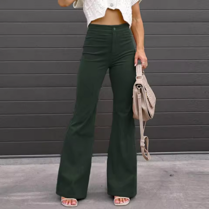 Damen Vintage Schlaghose High Waist, lässig kombiniert für Freizeitlooks – bequem und stilvoll.