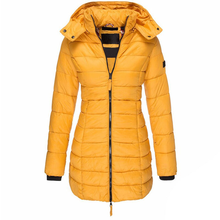 Stylische Damen-Kapuzenjacke, warm & bequem, perfekt für moderne Frauenmode und einen eleganten Casual Look.