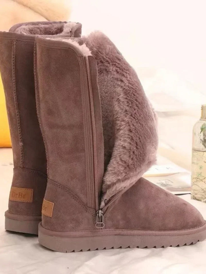 Damen warme, wasserdichte, kniehohe Winterstiefel, ideal für Schnee. Komfortabel & rutschfest für kalte Tage.
