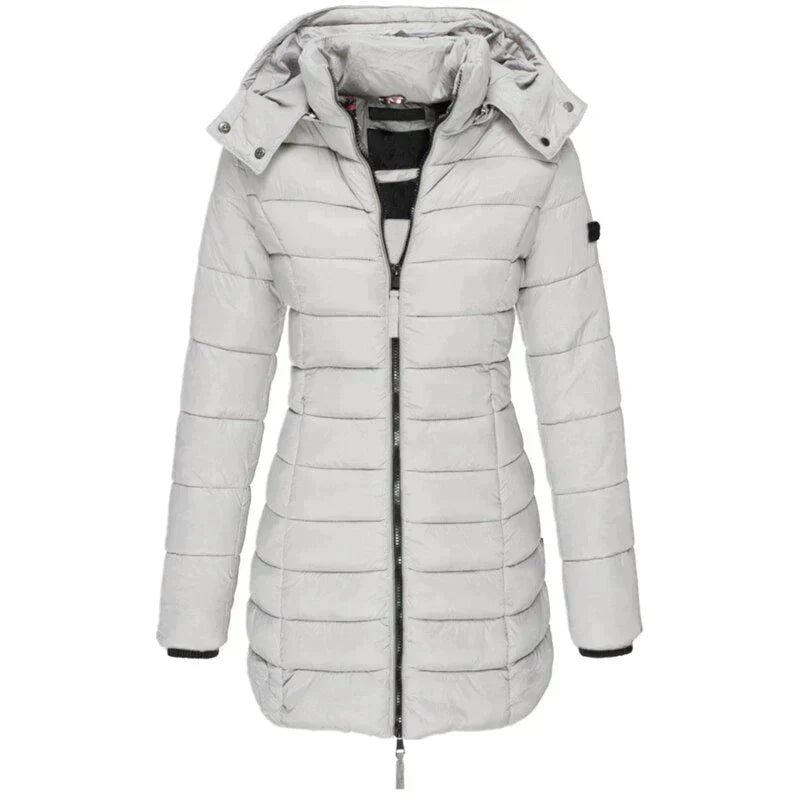 Damen wasserabweisende gesteppte Winter-Pufferjacke, warm & stilvoll für kalte Tage.