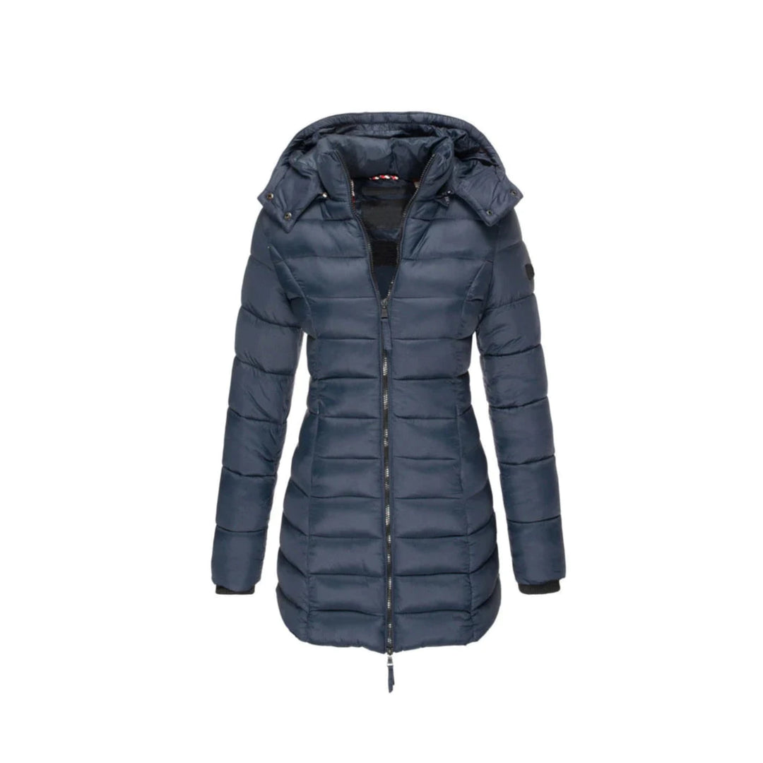 Outdoor-taugliche Damen Winter-Pufferjacke, gesteppt, wasserabweisend, für Wanderungen & Freizeit.