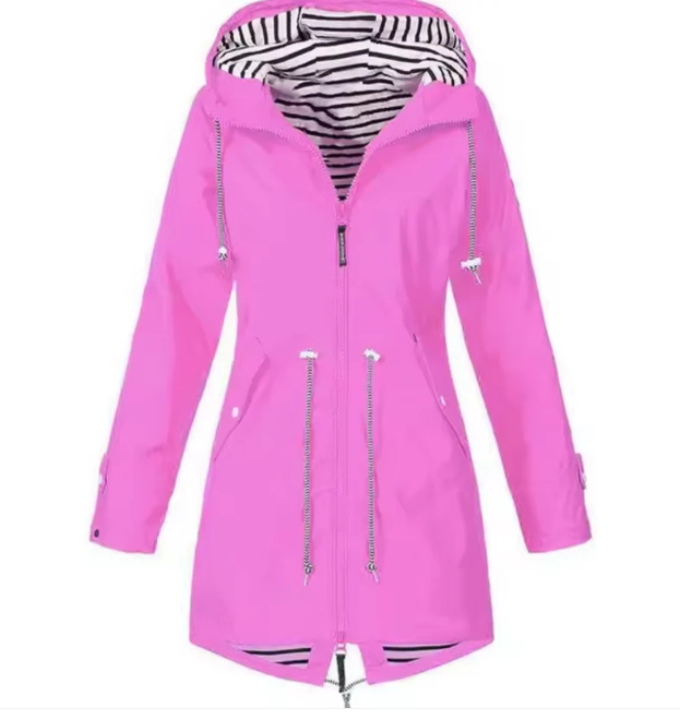 Vielseitige, wasserdichte Damen Kapuzenjacke für Outdoor & Alltag. Leichte Übergangsjacke schützt vor Regen.