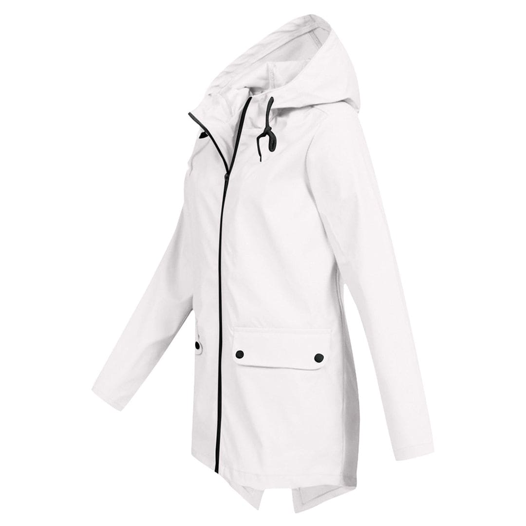 Robuste wasserdichte Damen Kapuzenjacke, ideal für Wetterschutz & Komfort.