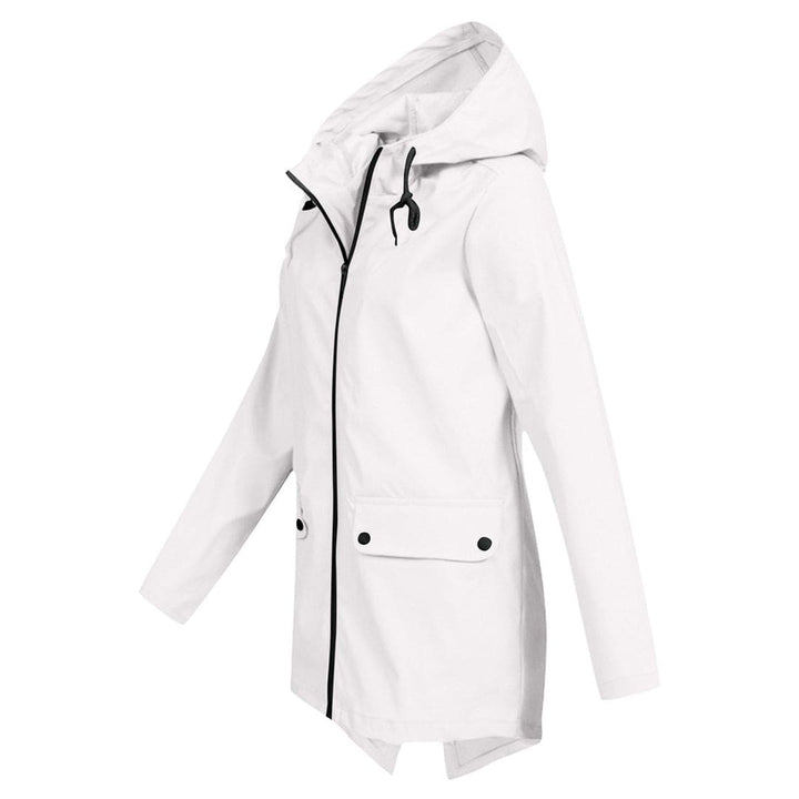 Robuste wasserdichte Damen Kapuzenjacke, ideal für Wetterschutz & Komfort.