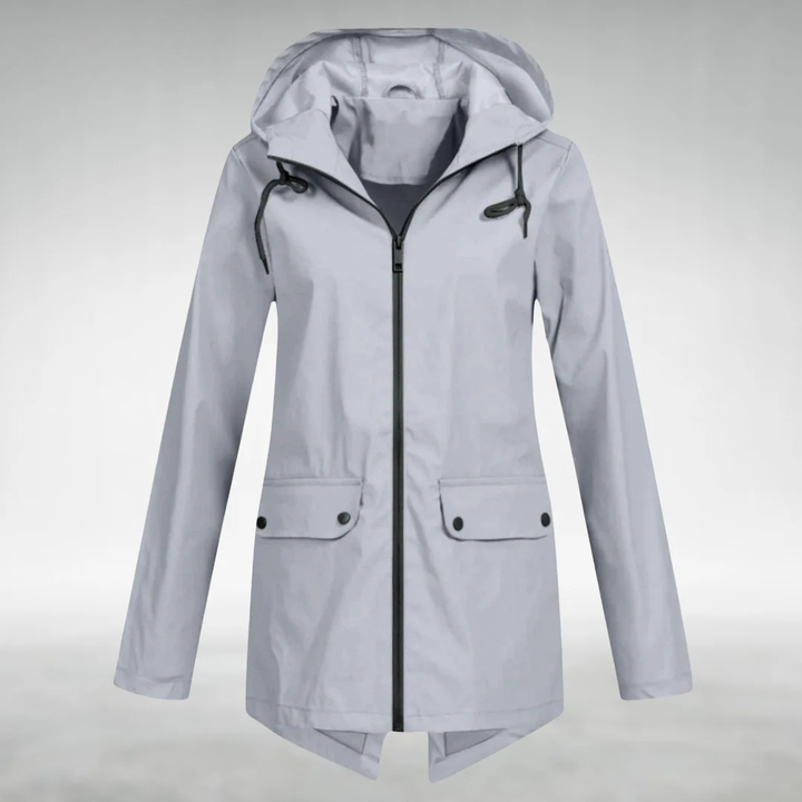 Komfortable Damen Regenjacke, wasserdicht und winddicht. Leichte, atmungsaktive Übergangsjacke für Outdoor-Aktivitäten.