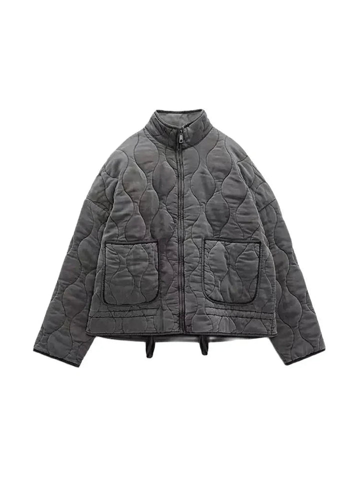 Modische Damen Übergangsjacke, wattiert. Erhältlich in Grau, Schwarz, Olivgrün. Stylisch & wärmend.