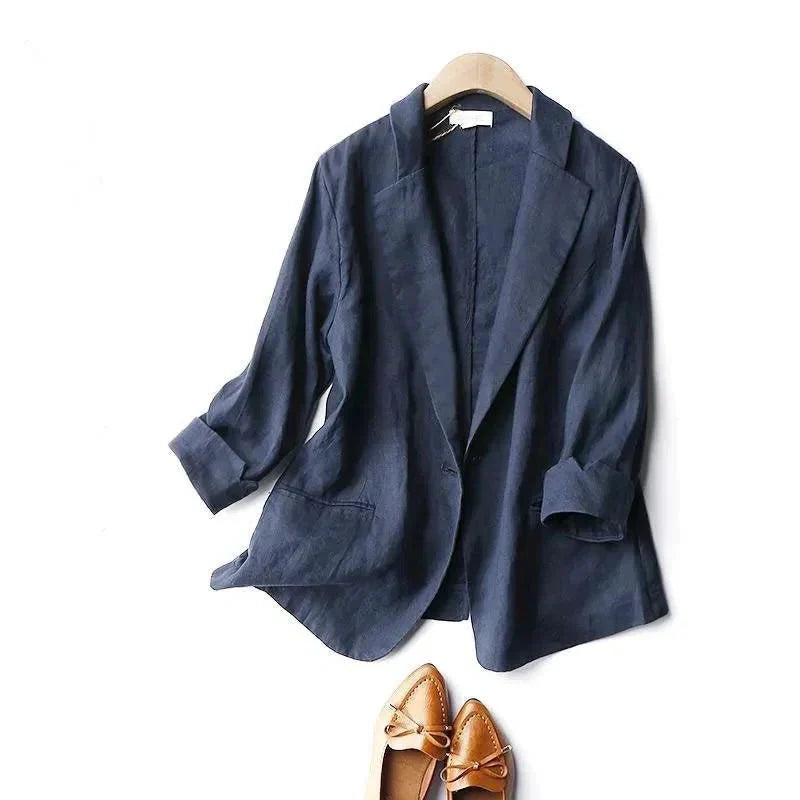Marineblauer, eleganter Damen Blazer; weiche Sommerjacke, ideal für Business & Freizeit im Frühling/Sommer.