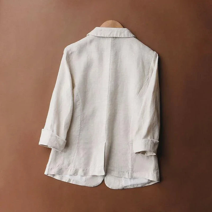 Weicher, leichter Damen Blazer für den Sommer in Beige; bequeme, stilvolle Oberbekleidung für jeden Anlass.