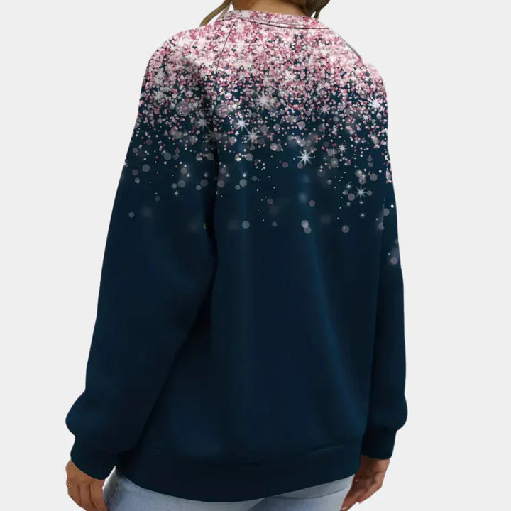 Warmer Damen Weihnachtspullover mit strahlenden Sternen. Bequeme Wintermode für gemütliche Stunden.