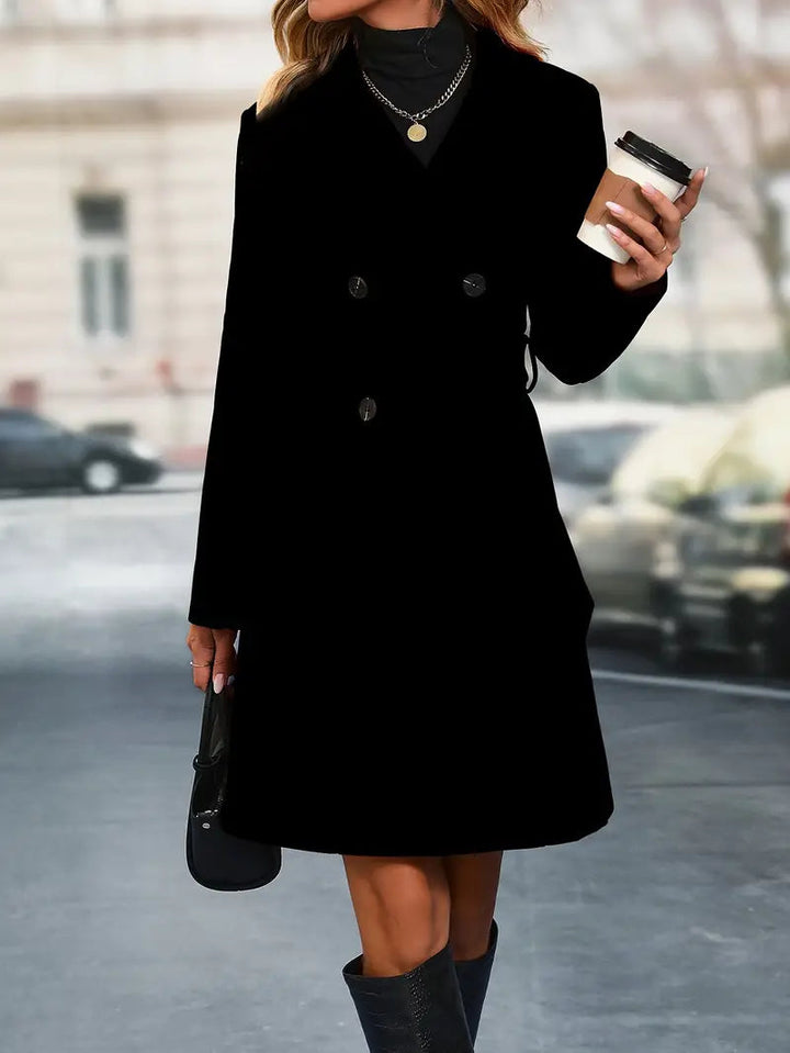 Langer Wendemantel Damen für Winter: Warmer, eleganter Trenchcoat, zweifarbig, stylische Wintermode.