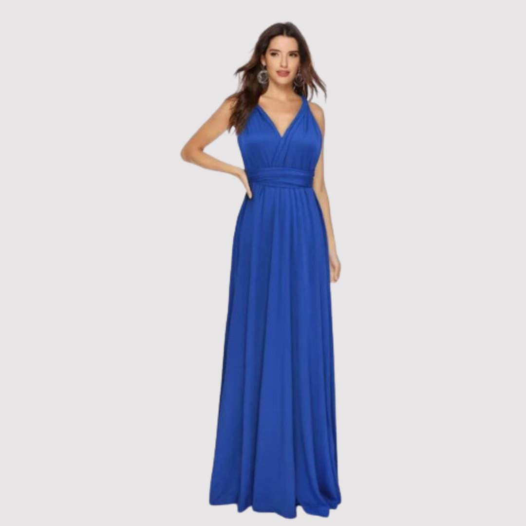 Zeitloses Damen Wickel Maxikleid, verstellbare Träger, lang und vielseitig, perfekt als Sommerkleid.