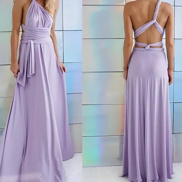 Stilvolles Damen Maxikleid im Wickelstil mit verstellbaren Trägern, komfortabel und elegant für Sommer.