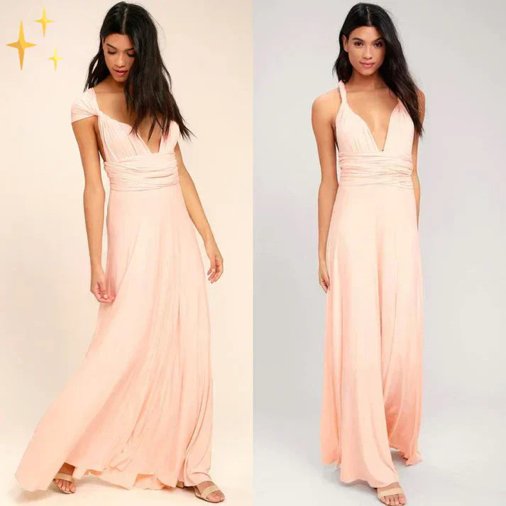 Festliches Damen Wickel Maxikleid mit verstellbaren Trägern, lange Form, elegantes Sommerabendkleid.