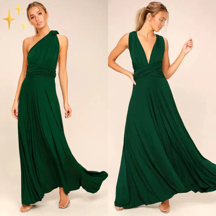 Fließendes Damen Wickel Maxikleid, verstellbare Träger, luftig und lang, perfekt für heiße Sommertage.