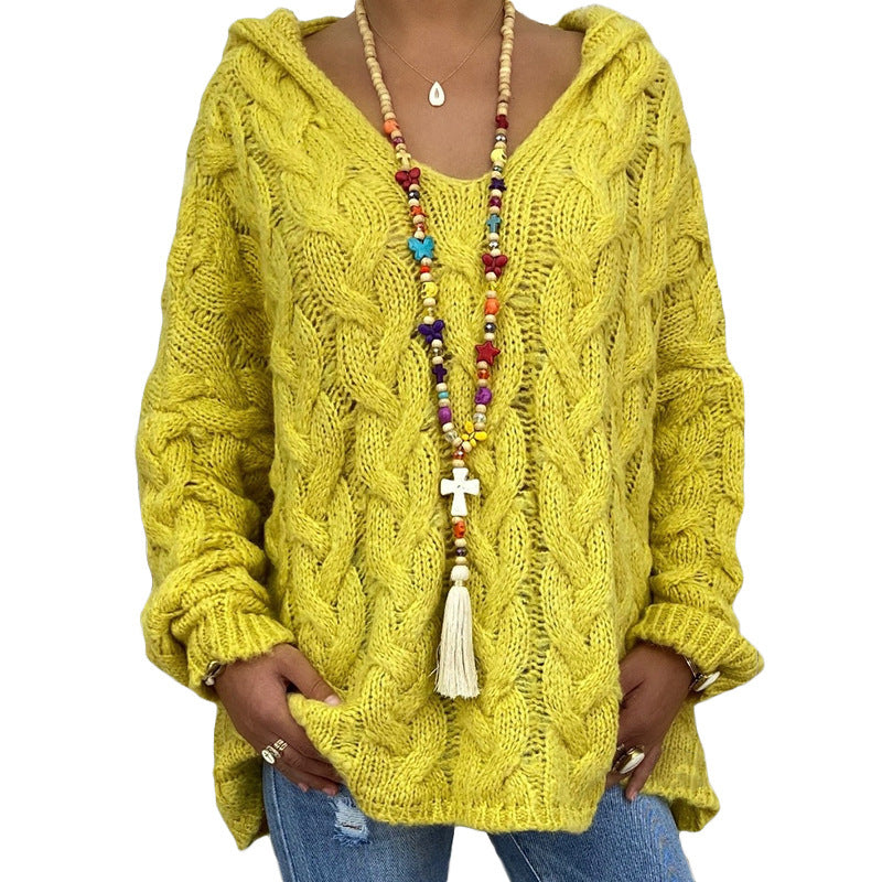 Gemütlicher Damen Strickpullover mit Zopfmuster, warm und weich, perfekt für kalte Wintertage.