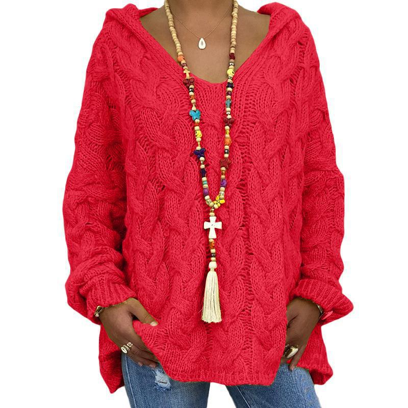 Warmer Damen Zopfmuster-Sweater, perfekt für gemütliche Wintertage und entspannte Freizeitmode.