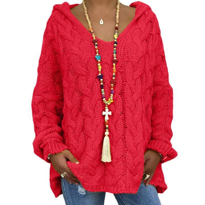 Warmer Damen Zopfmuster-Sweater, perfekt für gemütliche Wintertage und entspannte Freizeitmode.