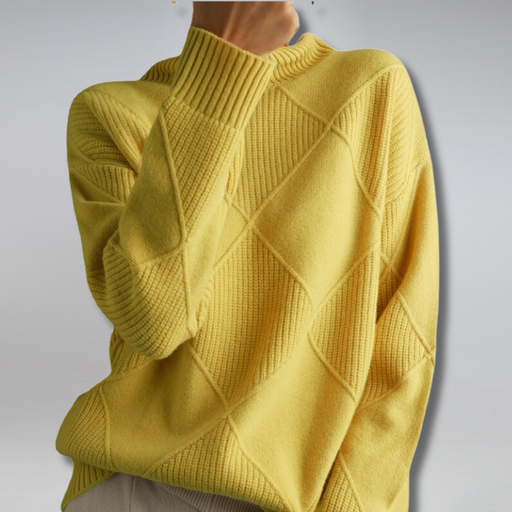 Weicher Damen Rollkragenpullover aus Strick. Moderner, bequemer Winterpullover für Damen.