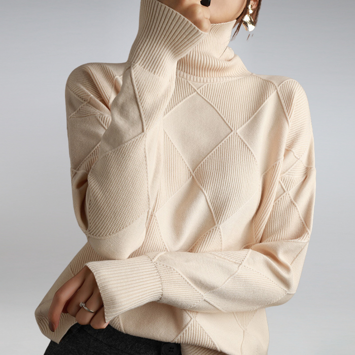 Kuscheliger Damen Rollkragenpullover mit langen Ärmeln. Perfekt für kalte Wintertage und elegante Freizeitlooks.