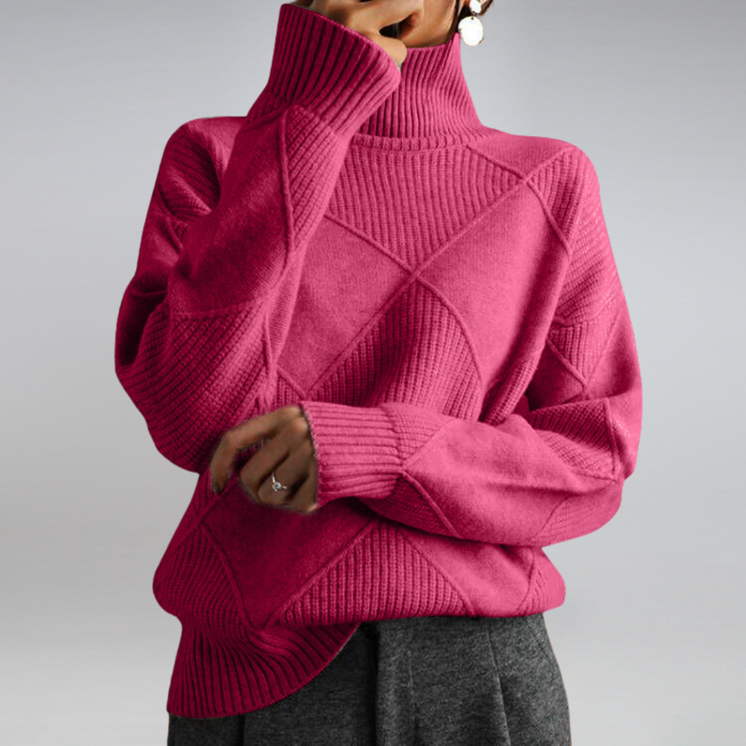Gemütlicher, moderner Damen Winter Rollkragenpullover. Stylisches, warmes Langarm-Oberteil für die Mode.